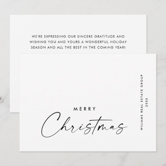 Elegante Minimalistische Weihnachtsgrüße Feiertagskarte (Vorne/Hinten)