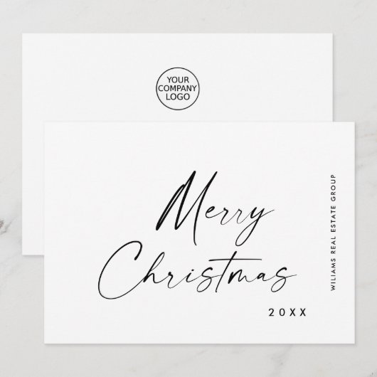 Elegante Minimalistische Weihnachtsgrüße Feiertagskarte (Vorne/Hinten)