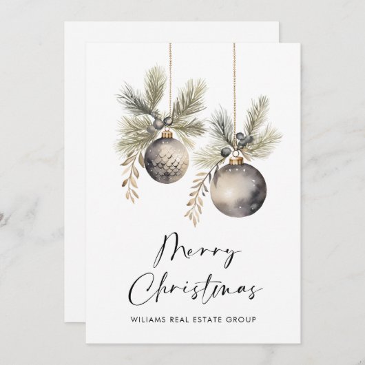 Elegante Minimalistische Weihnachtsgrüße Feiertagskarte (Vorne/Hinten)