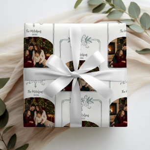 Elegante minimalistische Weihnachtslinienkunst Geschenkpapier