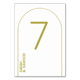 Elegante Minimalistische Weiße Brass-Hochzeit Tischnummer