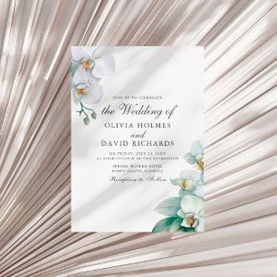 Elegante Minimalistische Weiße-Orchideen-Hochzeit Einladung