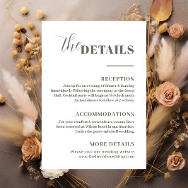 Elegante Minimalistische Weissgrün-Details Begleitkarte