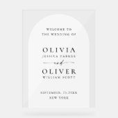 Elegante Minimalistische WELCOME Arched Wedding Acrylschild (Vorderseite)