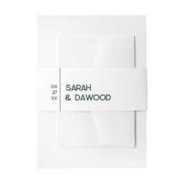 Elegante Minimalistische White Emerald Green Weddi Einladungsbanderole