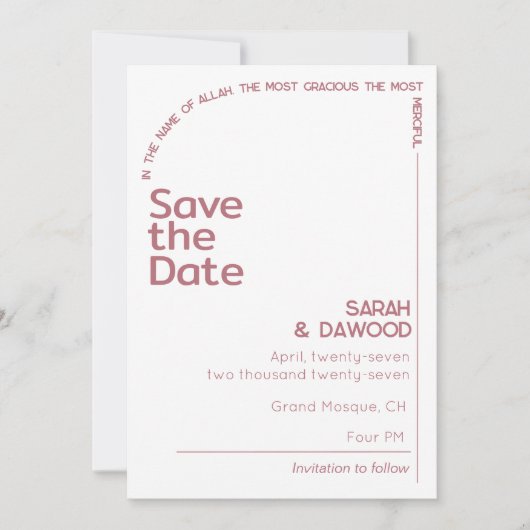 Elegante Minimalistische White Rose Save The Date (Vorderseite)