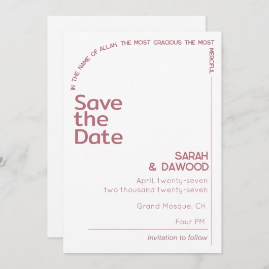 Elegante Minimalistische White Rose Save The Date (Vorne/Hinten)