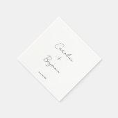 Elegante Minimalistische White Script Wedding Cust Serviette (Ecke)