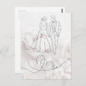 Elegante Minimalistische White Wedding Card Postkarte (Vorne/Hinten)