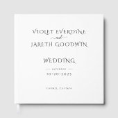 Elegante Minimalistische White Wedding Gästebuch (Vorderseite)