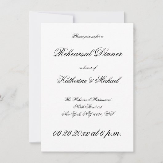 Elegante Minimalistische White Wedding Probe Einladung (Vorderseite)