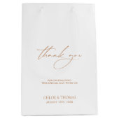 Elegante Minimalistische White Wedding Vielen Dank Mittlere Geschenktüte (Vorderseite)