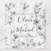 Elegante minimalistische Wildblumen Weinetikett (Einzelnes Label)