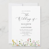 Elegante minimalistische Wildblumenhochzeit Einladung (Vorderseite)