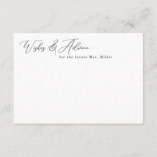 Elegante Minimalistische Wish & Advice Cards Begleitkarte (Vorderseite)