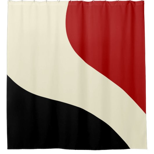 Elegante Minimalwelle in Rot, Schwarz und Cream Duschvorhang (Vorderseite)