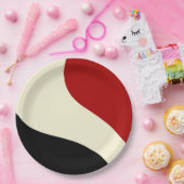 Elegante Minimalwelle in Rot, Schwarz und Cream Pappteller (Party)