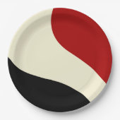 Elegante Minimalwelle in Rot, Schwarz und Cream Pappteller (Vorderseite)