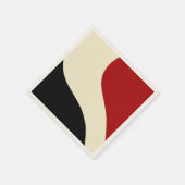 Elegante Minimalwelle in Rot, Schwarz und Cream Serviette (Ecke)