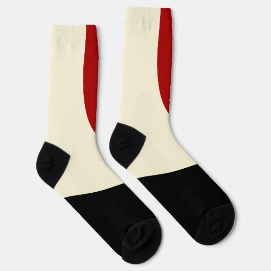 Elegante Minimalwelle in Rot, Schwarz und Cream Socken (Rechts)