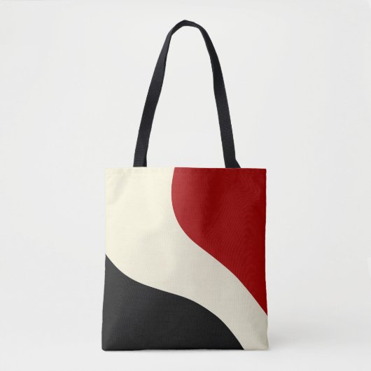 Elegante Minimalwelle in Rot, Schwarz und Cream Tasche (Vorderseite)