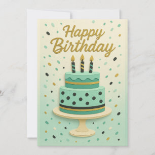 Elegante Mint Birthday Cake Design Geburtstagskart