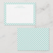 Elegante Mint Gingham Baby Kinderzimmer Note Card Mitteilungskarte (Vorne/Hinten)
