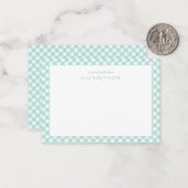 Elegante Mint Gingham Baby Kinderzimmer Note Card Mitteilungskarte (Vorderseite/Rückseite Beispiel)