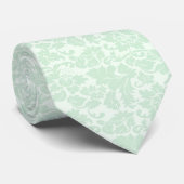 Elegante Mint-Green 2 Floral Damasks Krawatte (Gerollt)