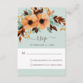 Elegante Mint Green Floral Wedding RSVP Card Hinweiskarte