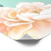 Elegante Mint Green Gold Blush Peach Floral Weddin Poster (Ecke)