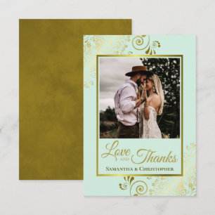 Elegante Mint Green & Gold Liebe & Danke Hochzeit