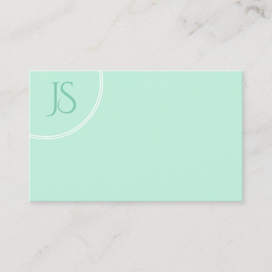 Elegante Mint Green Moderne Monogram einfache Vorl Visitenkarte (Vorderseite)