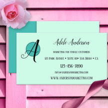 Elegante Mint Green Playful Design Business Card