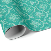 Elegante Mint-Green & Türkis Floral Damasks Geschenkpapier (Rolleneckpunkt)