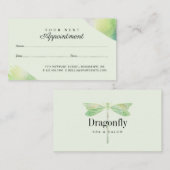 Elegante Mint Green Watercolor Dragonfly Terminkarte (Vorne/Hinten)