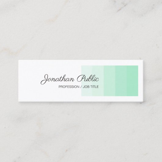 Elegante Mint Green White Handwriting Script Moder Mini Visitenkarte (Vorderseite)