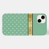 Elegante Mint Green & White Polka Dots Gold Ribbon Case-Mate iPhone Hülle (Rückseite (Horizontal))