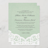 Elegante Mint Lace Wedding Einladung (Vorne/Hinten)