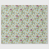 Elegante Mint Queen Bee, Honeycomb & Blume Geschenkpapier (Flach)