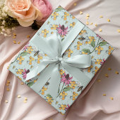 Elegante Mint Queen Bee, Honeycomb & Blume Geschenkpapier