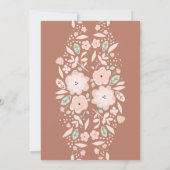 Elegante Mint Terracotta Boho Kleine Blume Hochzei Einladung (Rückseite)