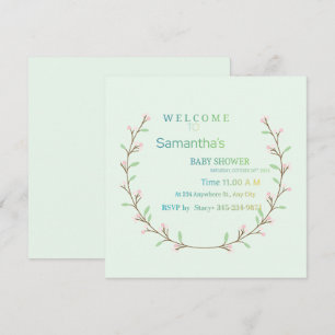 Elegante mintgrüne botanische Babyparty Einladung