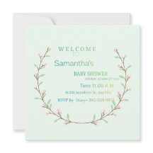 Elegante mintgrüne botanische Babyparty