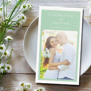 Elegante mintgrüne Hochzeit personalisiertes Foto Serviette