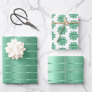 Elegante mintgrüne Schleifen Hochzeitsdusche Geschenkpapier Set