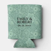 Elegante, mintgrüne Töne Retro-Blumenspitze Dosenkühler (Rückseite)