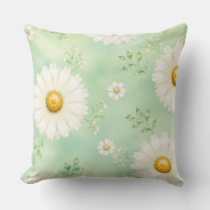 Elegante Minz-Aquarell-Margerite Kissen