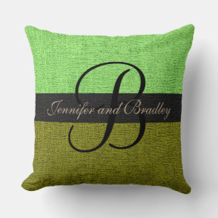 Elegante Minz- und Grüne Monogramm-Hochzeit Kissen