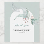 Elegante Minze Exotic Eukalyptus Floral Wasserfarb Weinetikett (Einzelnes Label)